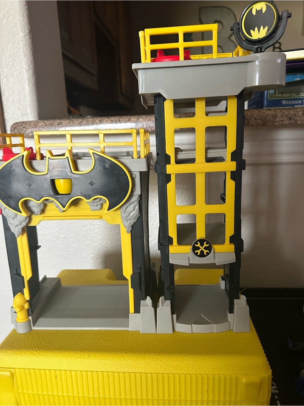 Batman Yellow and Black Tower Playset with Bat-Symbol and accessories